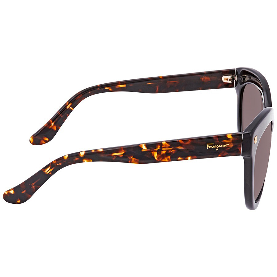 Kính Mát Salvatore Ferragamo Brown Gradient Cat Eye Sunglasses Black SF675S 001 55 Màu Nâu Đen