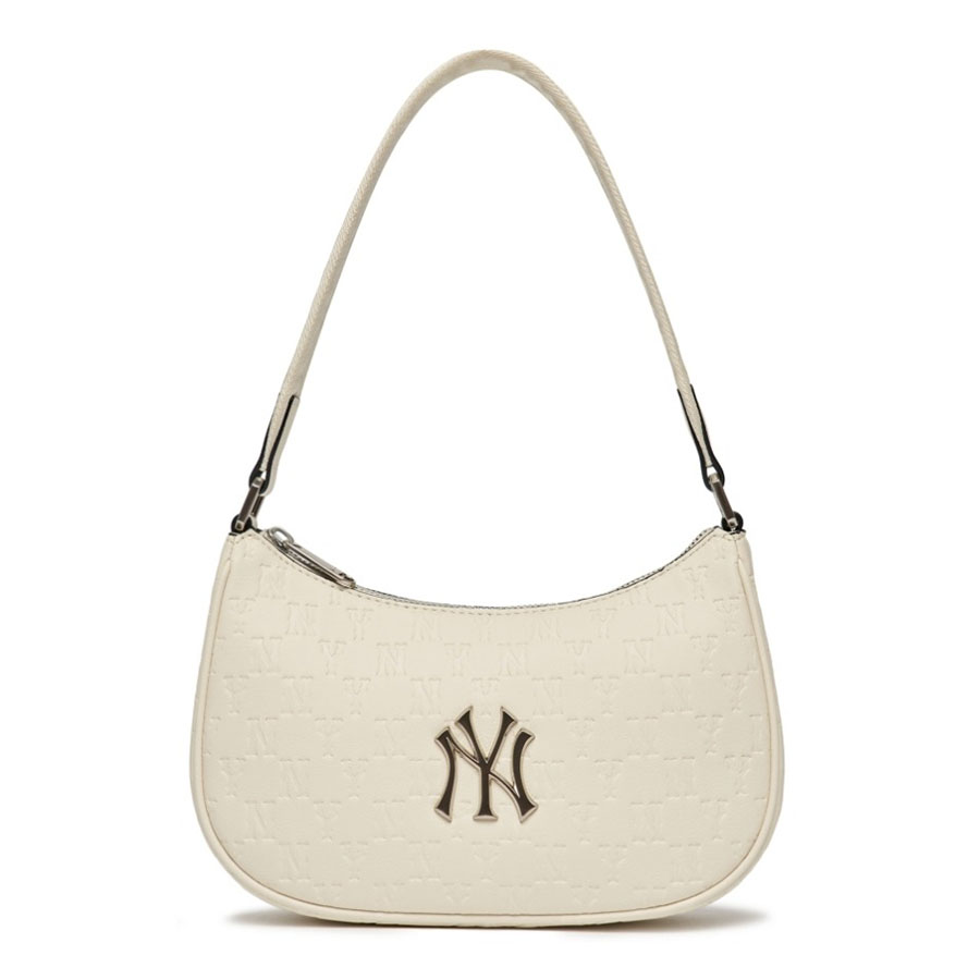 Túi Xách MLB Monogram Embossed Hobo Bag New York Yankees 3ABQS022N-50CRS Màu Trắng