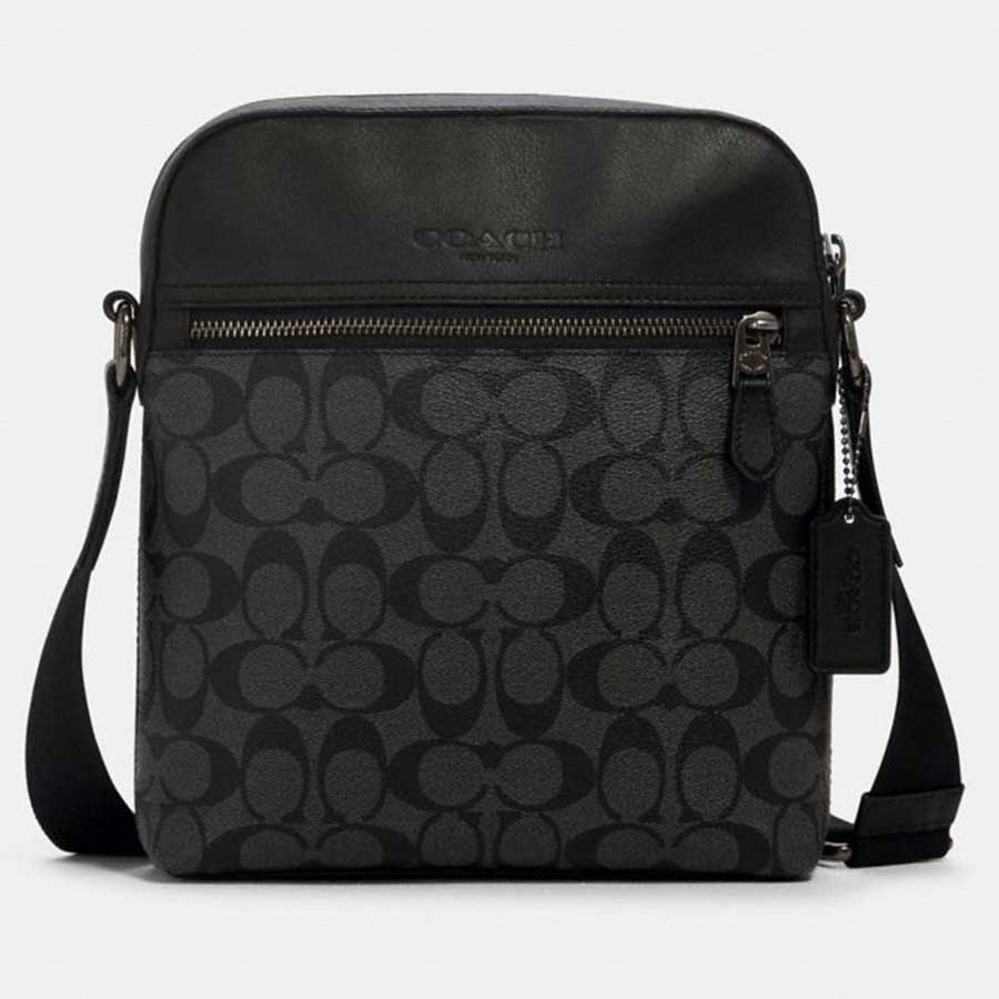Túi Coach Nam Houston Flight Bag In Signature Canvas Charcoal Màu Đen