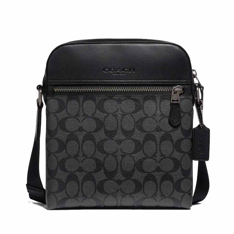 Túi Coach Nam Houston Flight Bag In Signature Canvas Charcoal Màu Đen