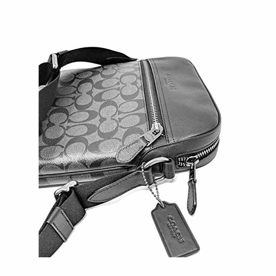 Túi Coach Nam Houston Flight Bag In Signature Canvas Charcoal Màu Đen