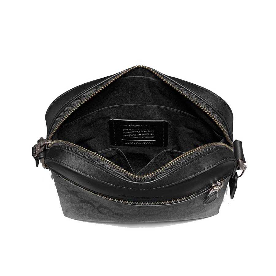 Túi Coach Nam Houston Flight Bag In Signature Canvas Charcoal Màu Đen