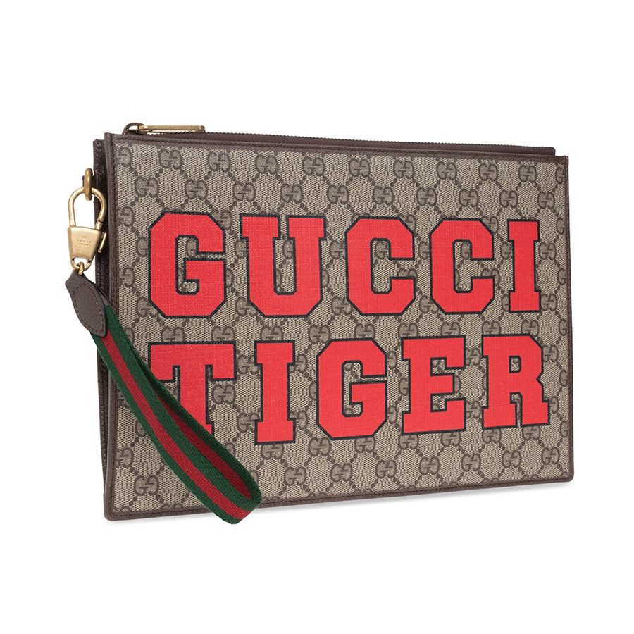 Túi Cầm Tay Nam Gucci Brown Pouch From The ‘Gucci Tiger’ Collection 688378 US7DC-9395 Màu Nâu