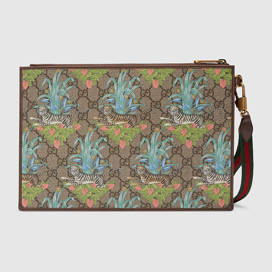 Túi Cầm Tay Nam Gucci Tiger Print GG Pouch 688378 UUABC 9885 Phối Màu