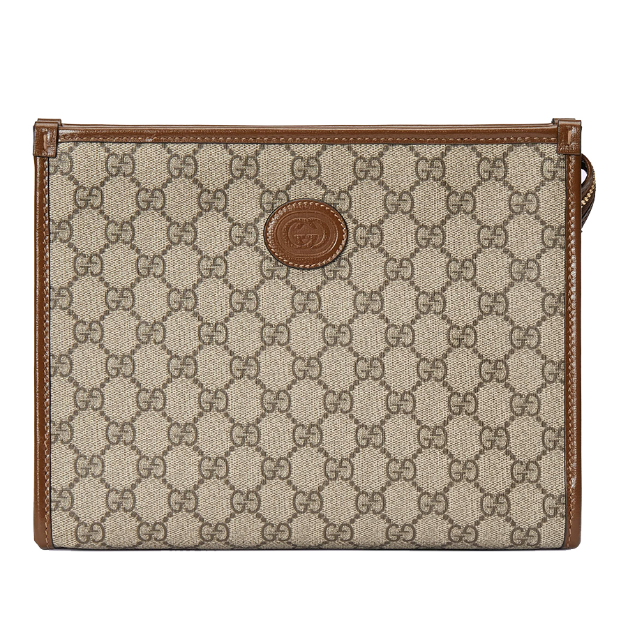 Túi Cầm Tay Nam Gucci Beauty Case With Interlocking G Màu Be Nâu