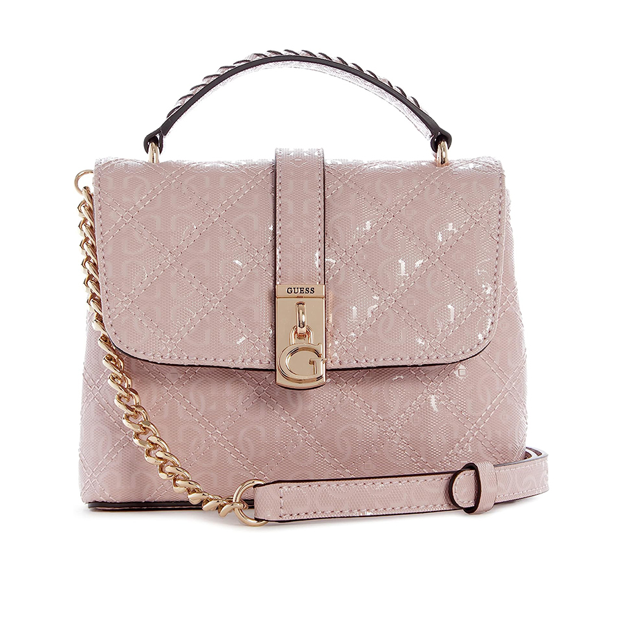 Túi Đeo Chéo Nữ Guess Gaia Mini Top Handle Flap Màu Hồng