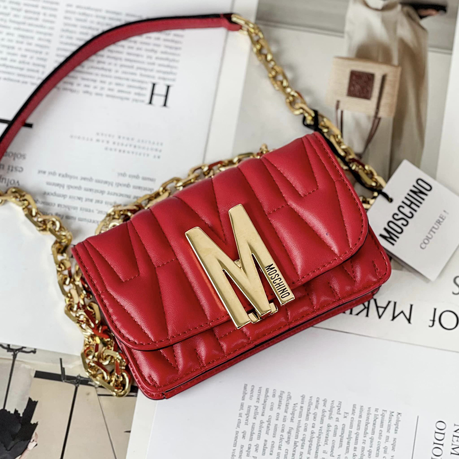 Túi Đeo Chéo Nữ Moschino Mini Quilted Bag With Shoulder Strap Màu Đỏ