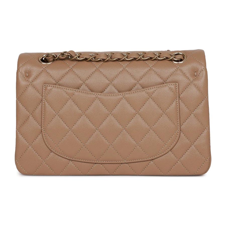 Túi Đeo Chéo Nữ Chanel Small Classic Double Flap Dark Beige Caviar Light Gold Hardware Màu Be Đậm