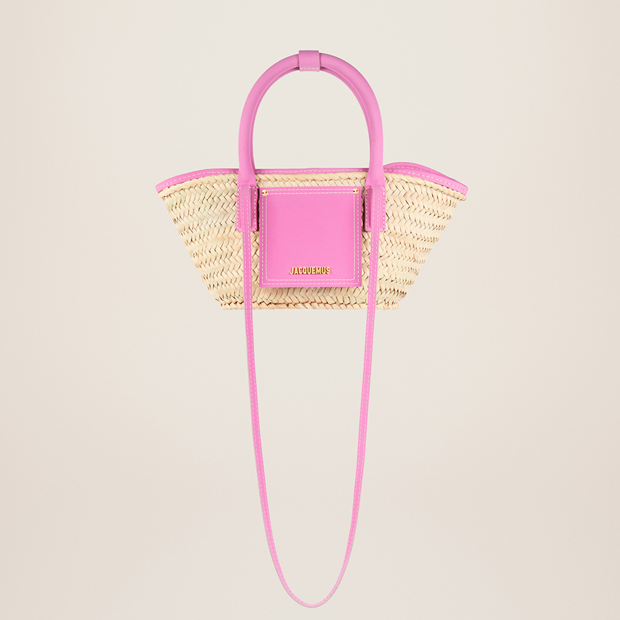 Túi Đeo Chéo Nữ Jacquemus Cói Le Petit Panier Soli Mini Beach Basket Bag Màu Be Hồng