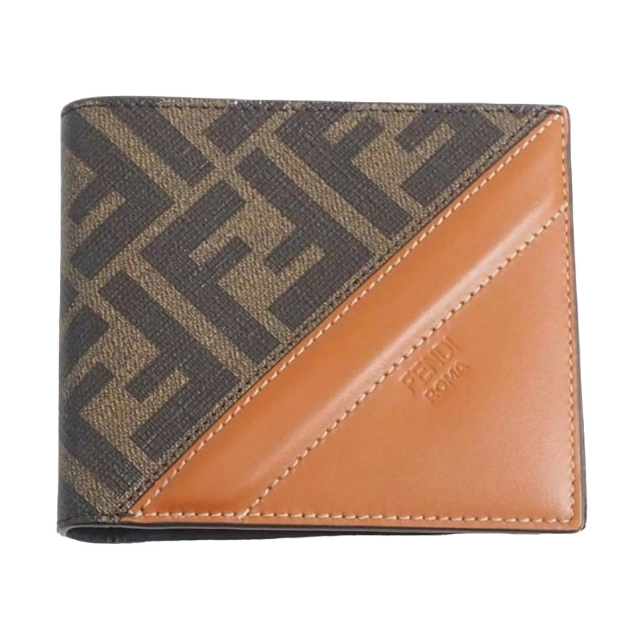 Ví Fendi Canvas And Leather Bi Fold Wallet Mens Brown Multi Phối Màu