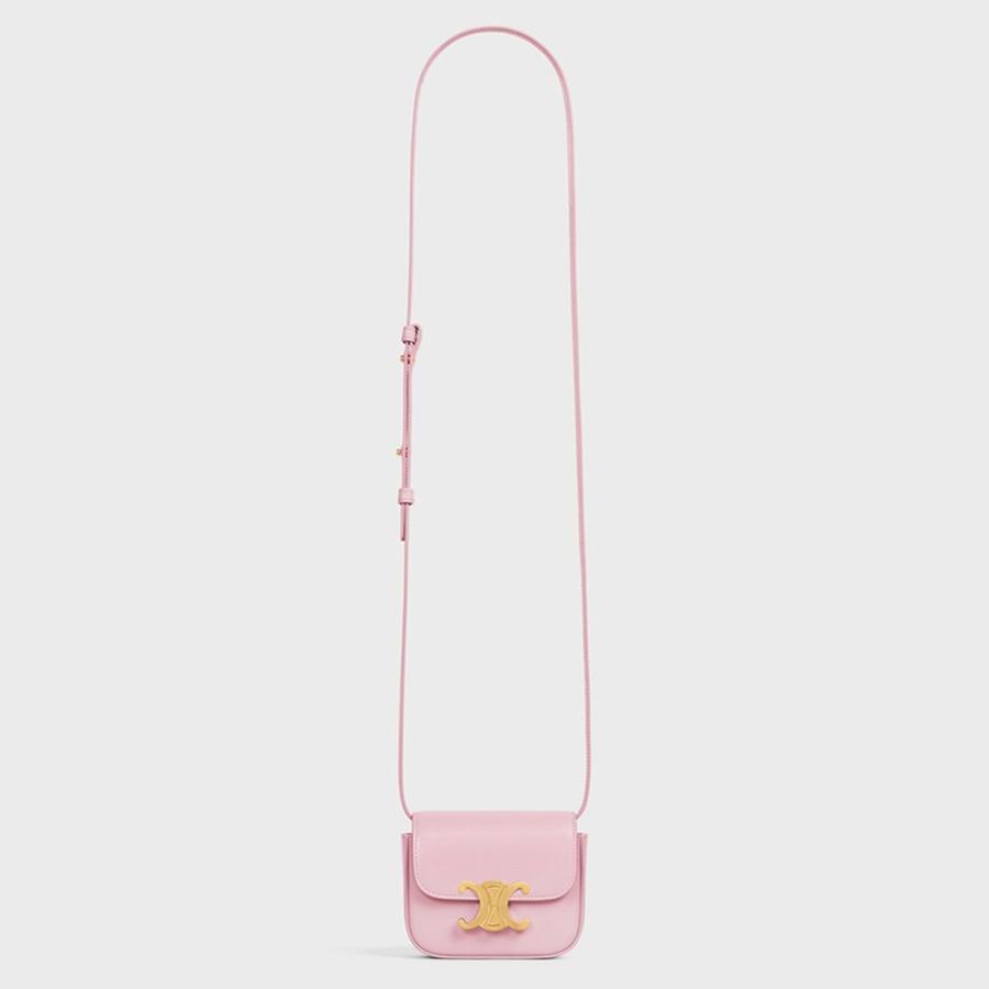 Túi Đeo Chéo Celine Mini Triomphe In Shiny Calfskin Light Pink 10I513DPV 24LP Màu Hồng