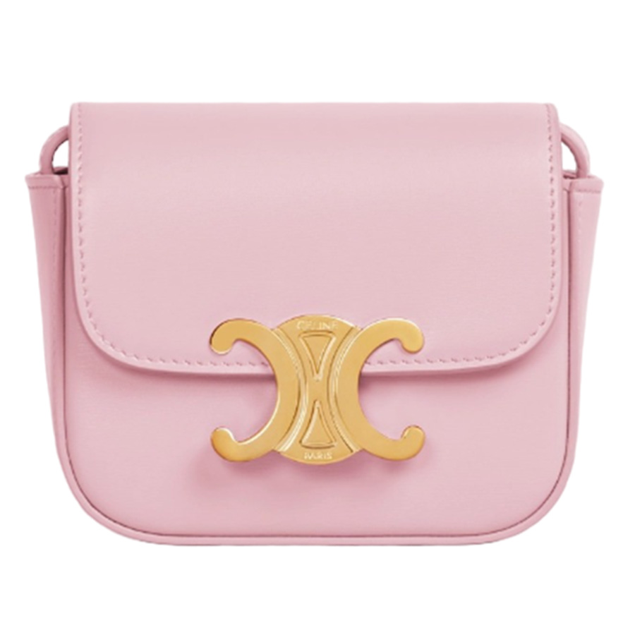 Túi Đeo Chéo Celine Mini Triomphe In Shiny Calfskin Light Pink 10I513DPV 24LP Màu Hồng