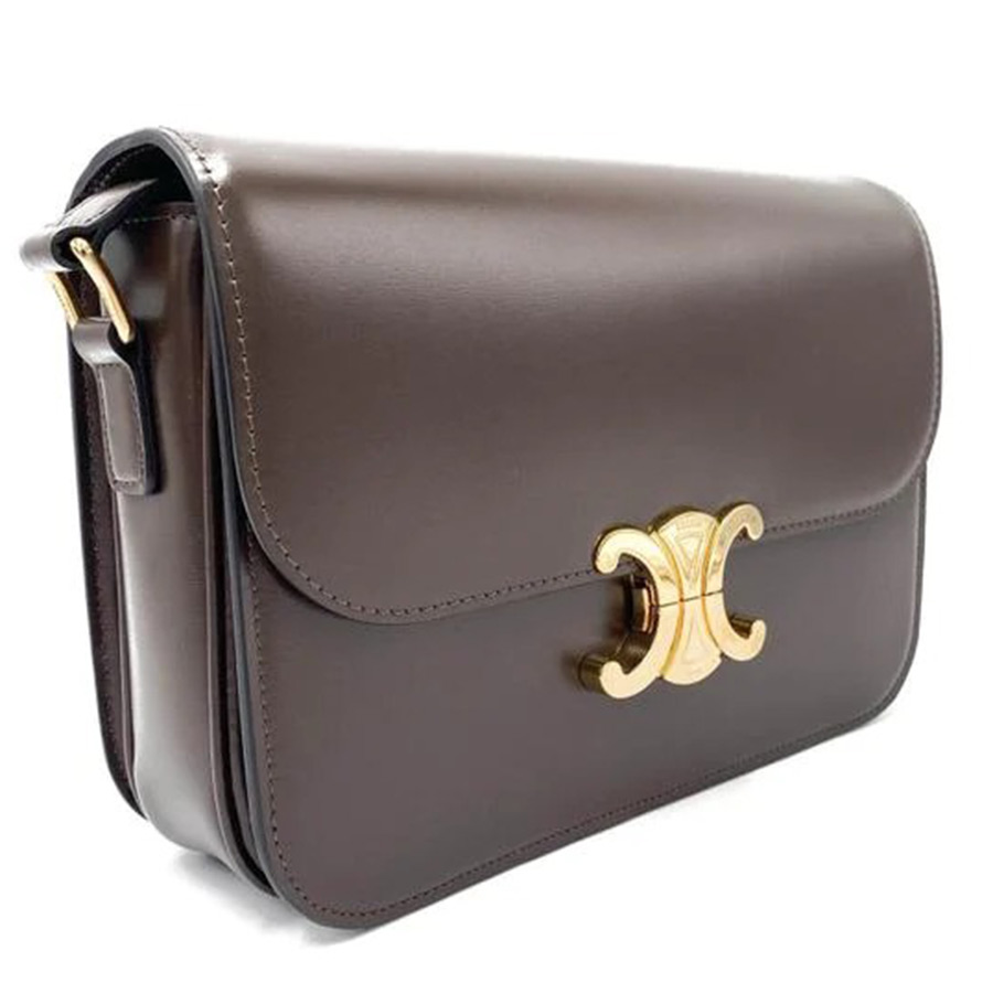Túi Đeo Chéo Celine Medium Triomphe In Colour Ecorce Brown Leather Shoulder Bag Màu Nâu Đậm