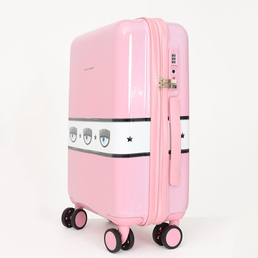Vali Chiara Ferragni Logomania Hardshell Suitcase Màu Hồng Size Cabin