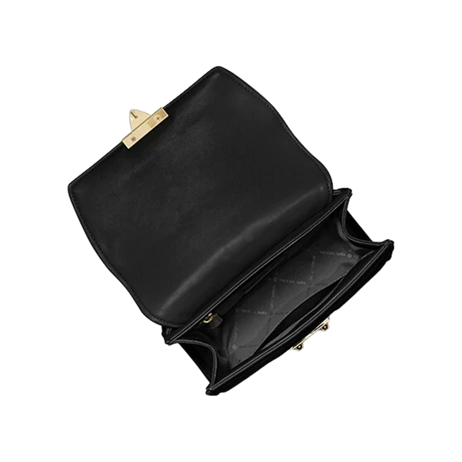 Túi Đeo Chéo Michael Kors MK Greenwich Small Studded Quilted Faux Leather Crossbody Bag Màu Đen