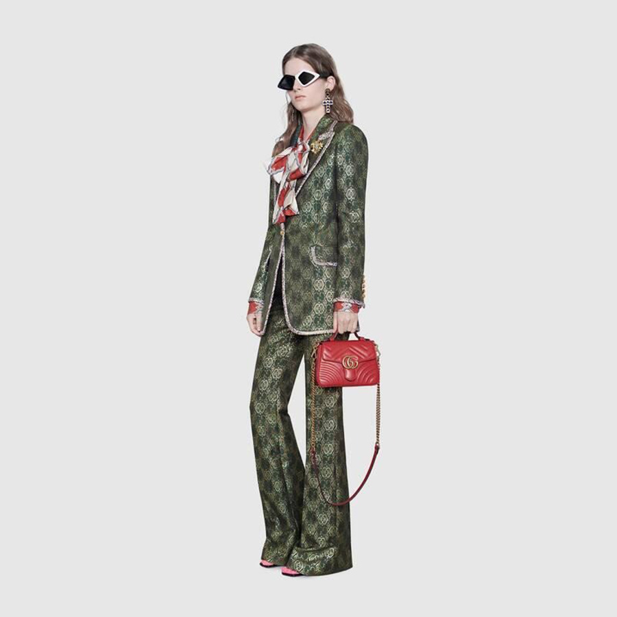 Túi Đeo Chéo Gucci Red GG Marmont Mini Top Handle Bag Màu Đỏ