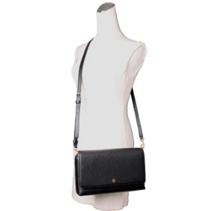 Túi Đeo Chéo Tory Burch Blake Flap 3D Logo Full Leather Flip Crop Crossbody Bag Màu Đen