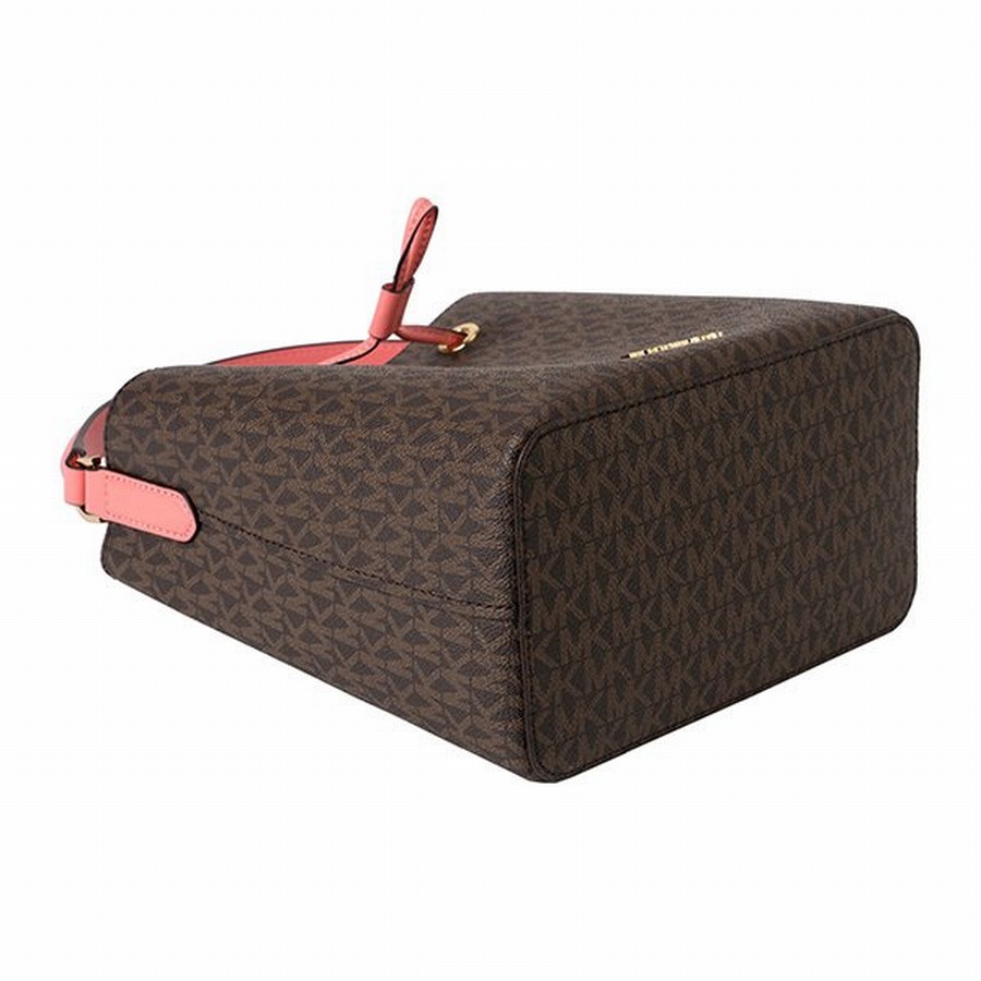 Túi Đeo Chéo Michael Kors MK Suri 35T0GU2C5B Powder Brush Pickpocket Signature Large Bucket Màu Nâu - Hồng Cam Size 22
