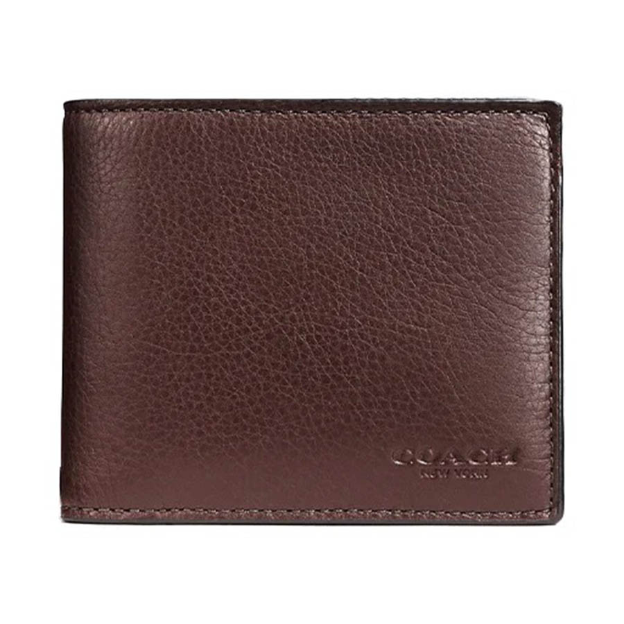 Ví Nam Coach Men Compact Id Wallet In Sport Calf Leather In Mahogany F74991 Màu Nâu Đậm