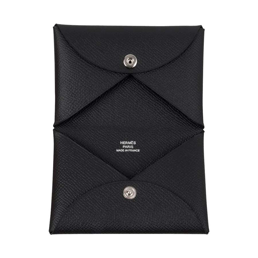 Ví Hermès Calvi Black Card Holder Epsom Leather Màu Đen