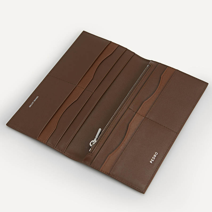 Ví Nam Pedro Full-Grain Long Leather Wallet - Dark Brown PM4-15940214 Màu Nâu