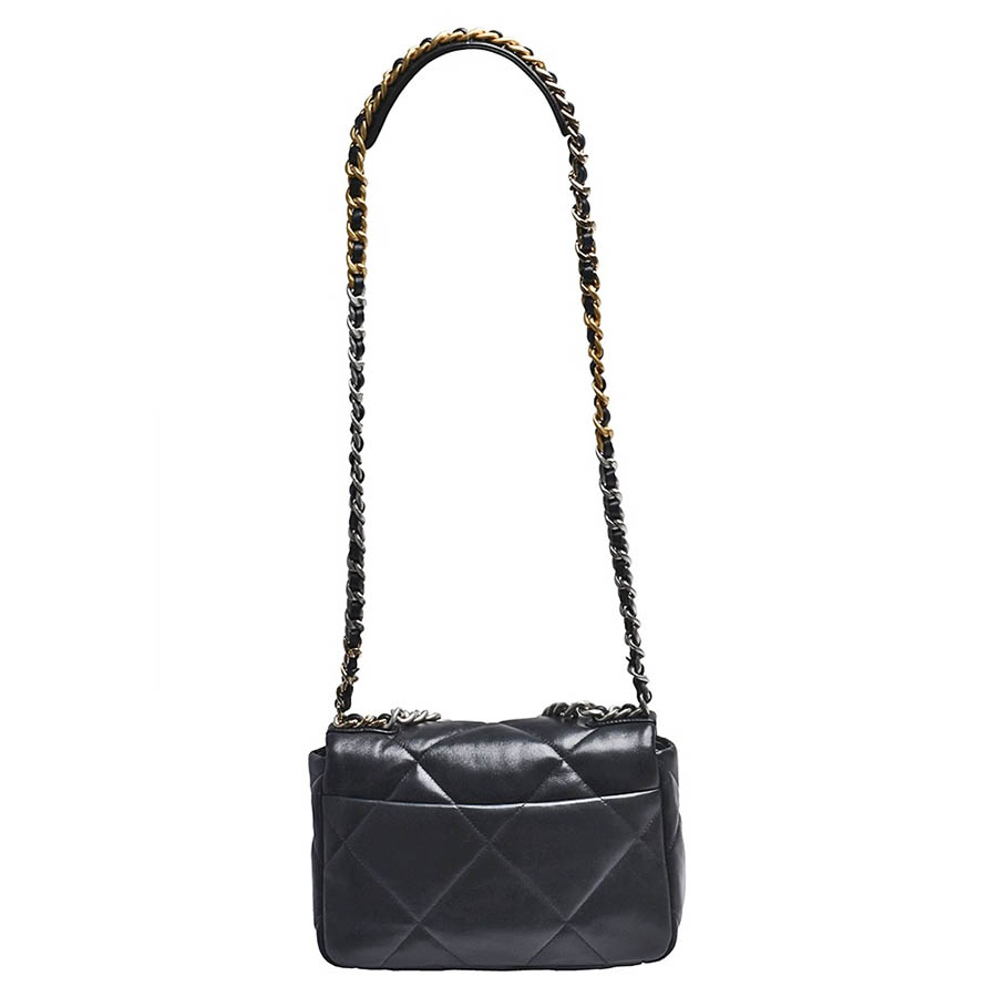 Túi Đeo Chéo Chanel 19 Series Classic Double C Logo Lambskin Silver Turn Buckle Màu Đen