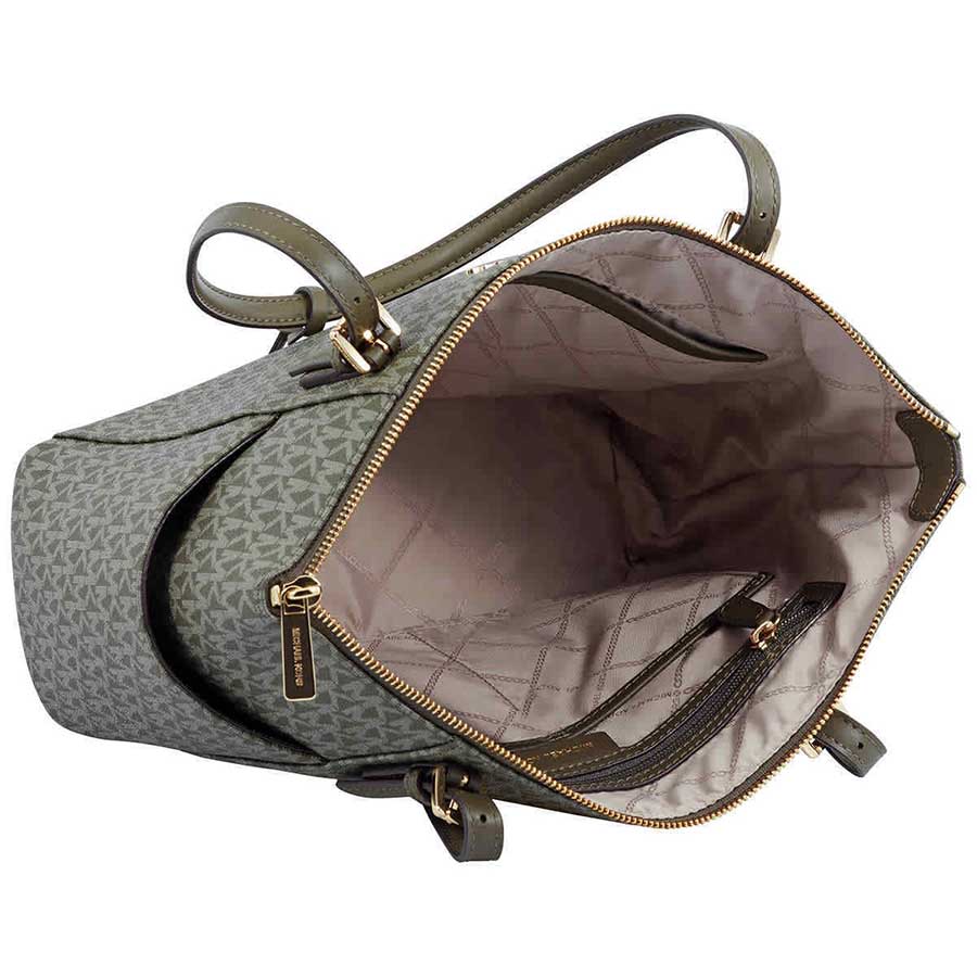 Túi Xách Michael Kors MK Ladies Jet Set East West Signature Logo Bag Top Zip Tote Bag Màu Xanh Olive