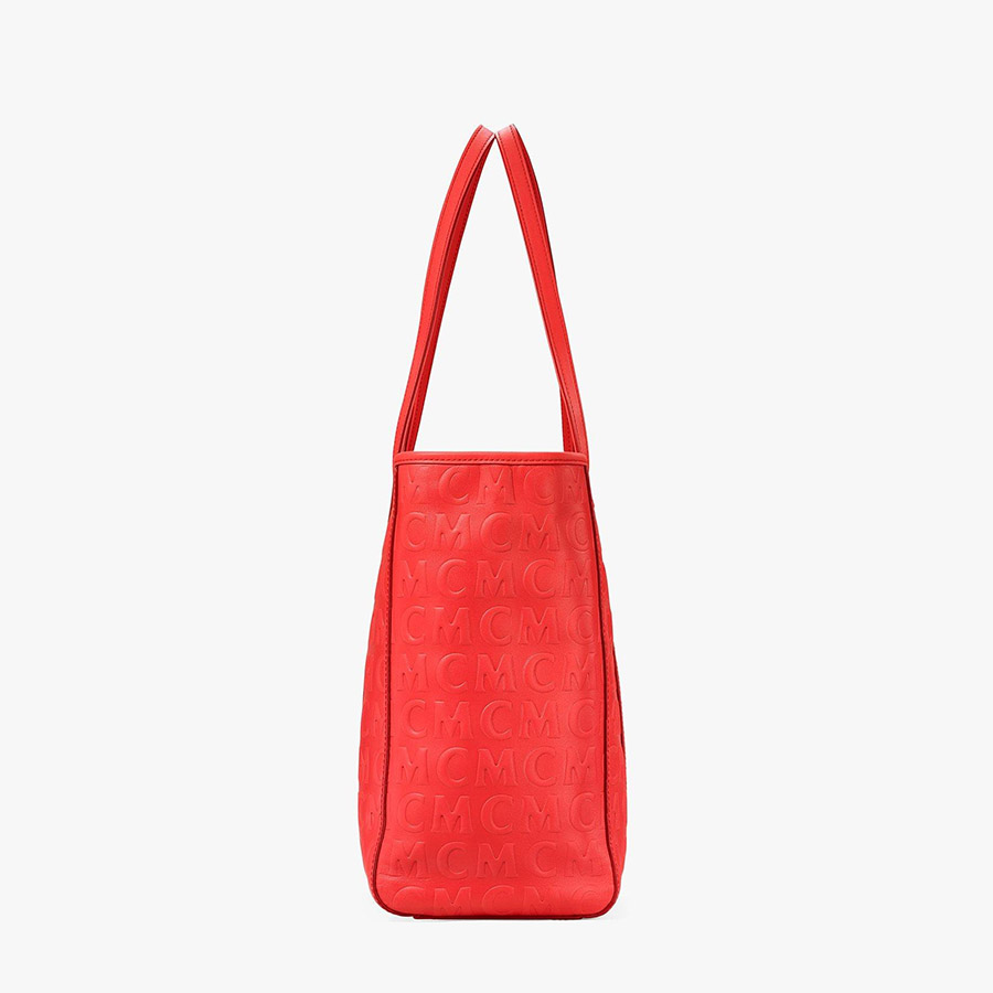 Túi Xách MCM Aren Top-Zip Shopper In MCM Monogram Leather Màu Đỏ Hồng