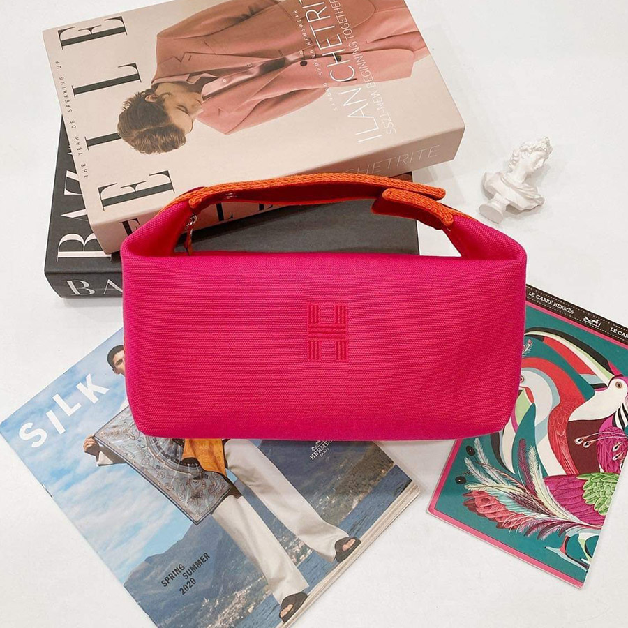 Túi Cầm Tay Nữ Hermès Bride A Brac Case Size PM Màu Hồng Đậm