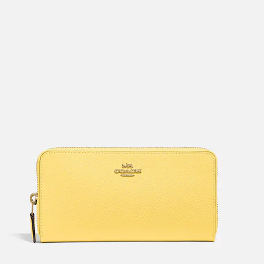 Ví Coach Accordion Zip Wallet In Crossgrain Leather Màu Vàng