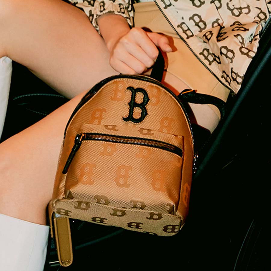 Balo MLB Monogram Nylon Jacquard Mini Backpack Boston Red Sox 3ABKS011N-43BGD
