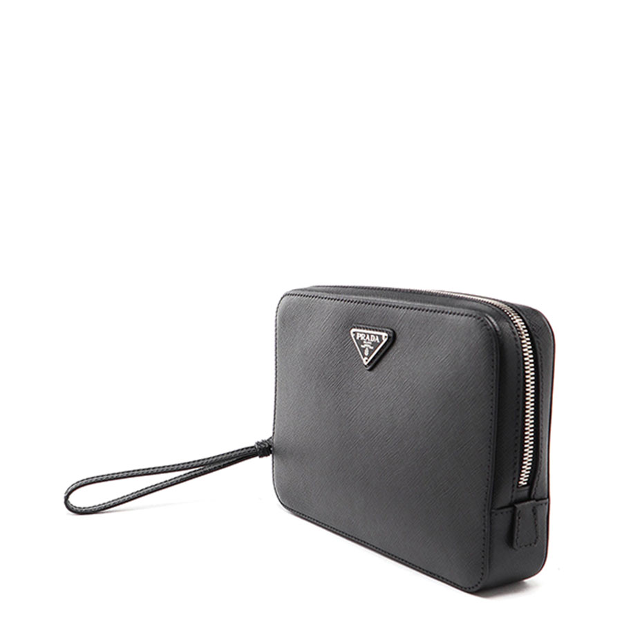 Túi Xách Prada Leather Clutch Màu Đen