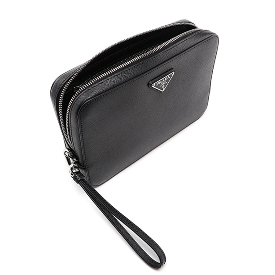 Túi Xách Prada Leather Clutch Màu Đen