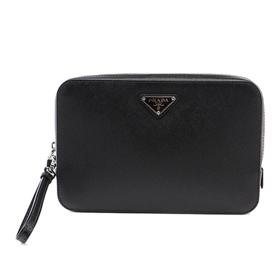 Túi Xách Prada Leather Clutch Màu Đen