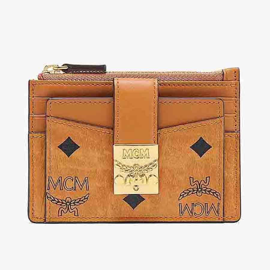 Ví Card MCM Patricia Zip Card Case In Visetos Màu Nâu