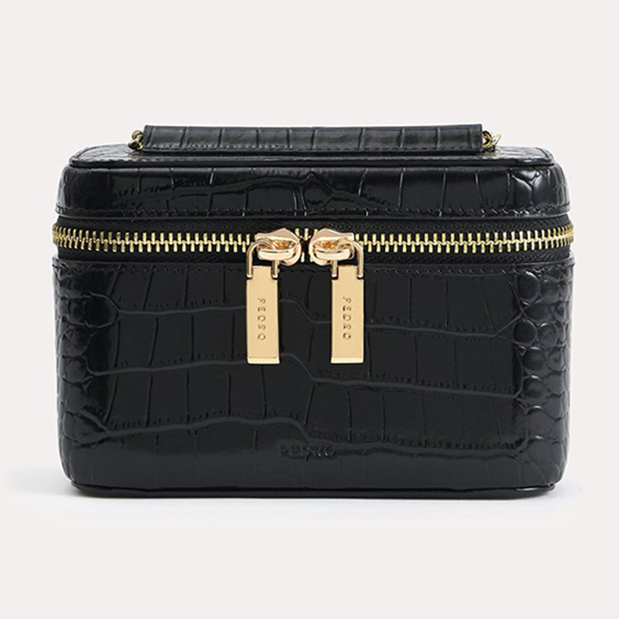 Túi Đeo Chéo Pedro Textured Leather Vanity Case PW4-65940023 Màu Đen