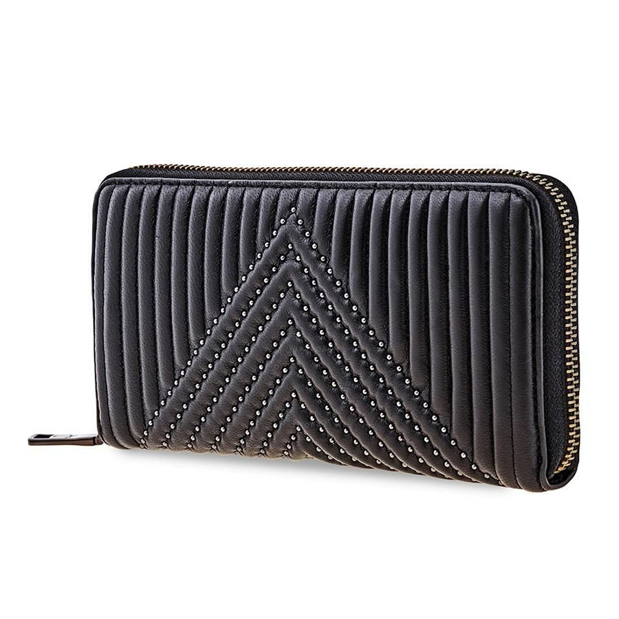 Ví Cầm Tay Nữ Coach Ladies Leather Coach 1941 Black Quilt W Riv Acc Zip Màu Đen