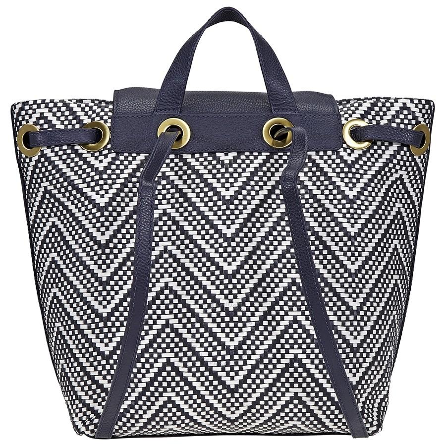 Balo Michael Kors MK Junie Medium Woven Leather Backpack - ADMIRAL/OPWT  Màu Xanh Blue