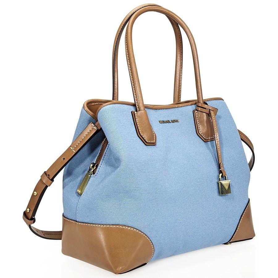 Túi Tote Michael Kors MK Mercer Gallery Medium Tote- Powder Blue  Màu Xanh Blue