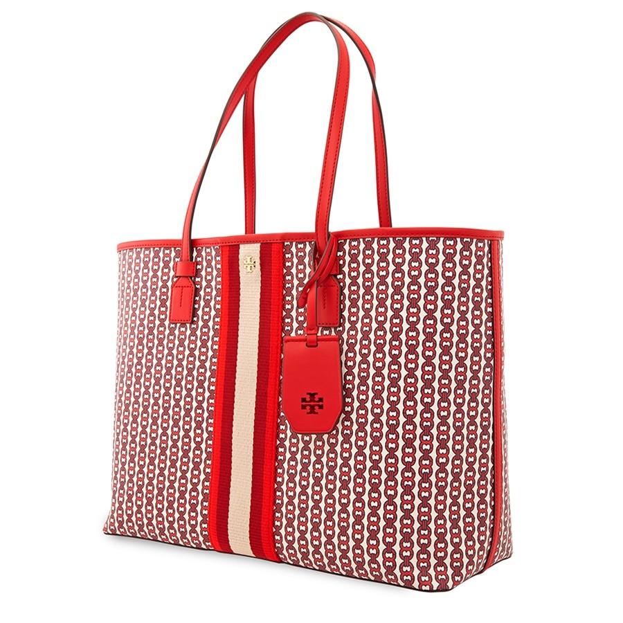Túi Tote Tory Burch Gemini Link Canvas Tote- Red Gemini Link  Màu Đỏ