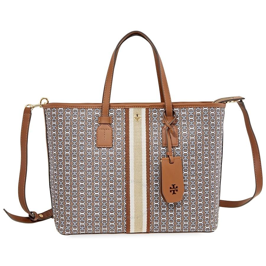 Túi Tote Tory Burch Gemini Link Canvas Small Tote- Light Umber Gemini Link  Màu Nâu