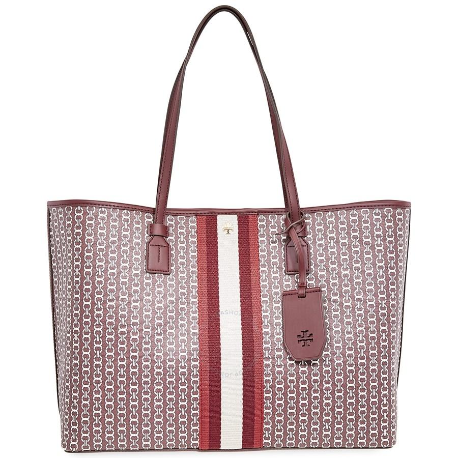 Túi Tote Tory Burch Gemini Link Canvas Tote- Burgundy Gemini Link  Màu Đỏ