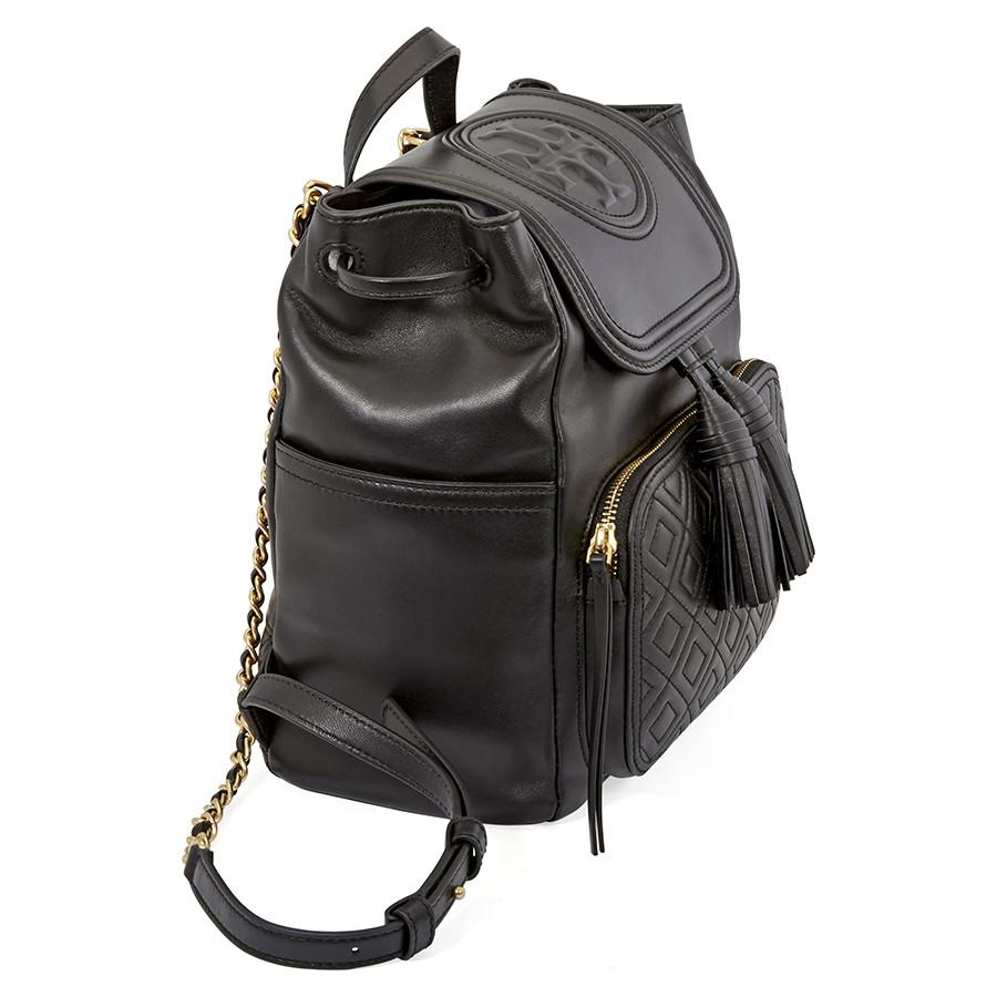 Balo Tory Burch Fleming Leather Backpack- Black  Màu Đen