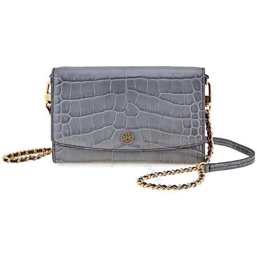 Túi Đeo Chéo Tory Burch Robinson Embossed Chain Wallet Màu Đen