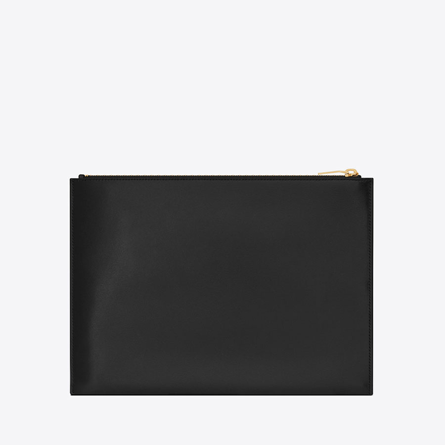 Túi Nam Yves Saint Laurent YSL Tiny Monogram Zippered Tablet Holder In Shiny Leather Màu Đen