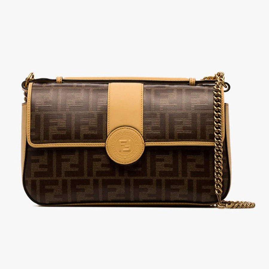Túi Đeo Chéo Fendi Double F Logo Shoulder Bag Brown Màu Nâu