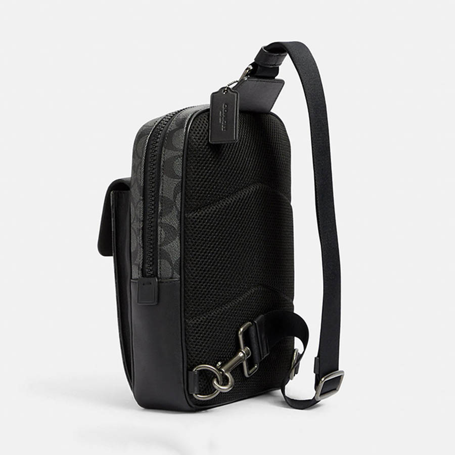 Túi Đeo Chéo Nam Coach Original Coach Track Pack In Colorblock Signature Canvas Men's Leather Crossbody Bag Màu Đen