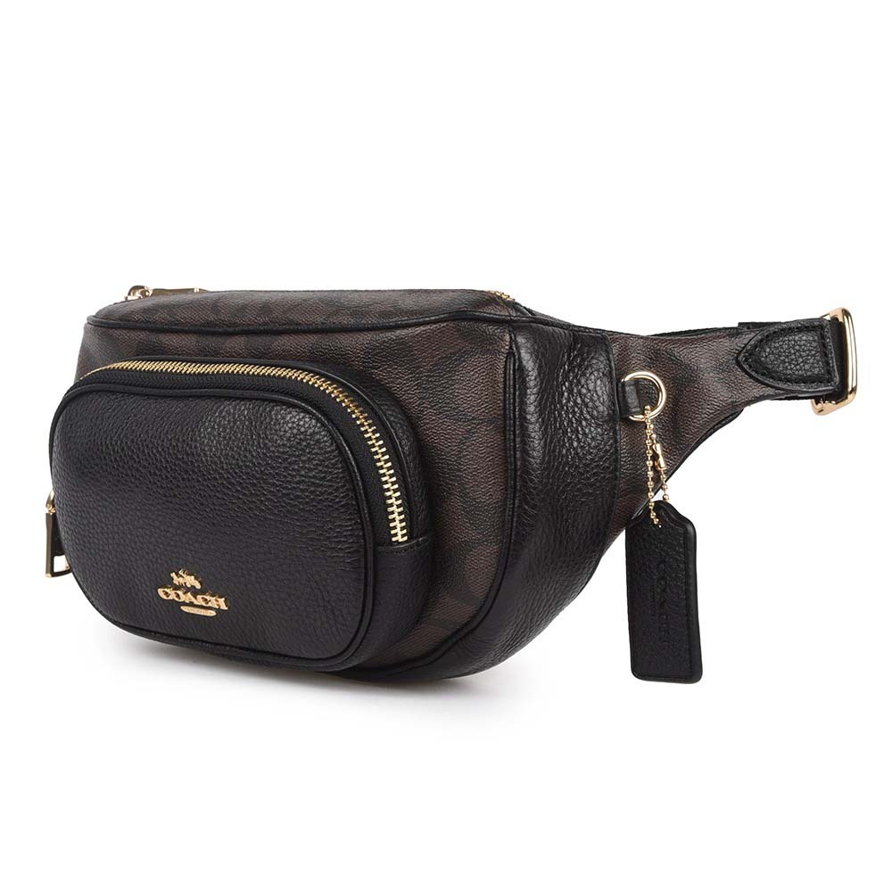 Túi Đeo Chéo Nam Coach Court Belt Bag In Signature Canvas 6548 Màu Nâu Đen
