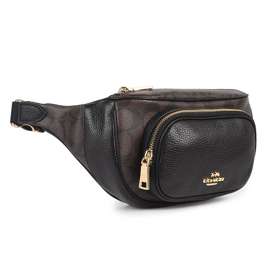 Túi Đeo Chéo Nam Coach Court Belt Bag In Signature Canvas 6548 Màu Nâu Đen
