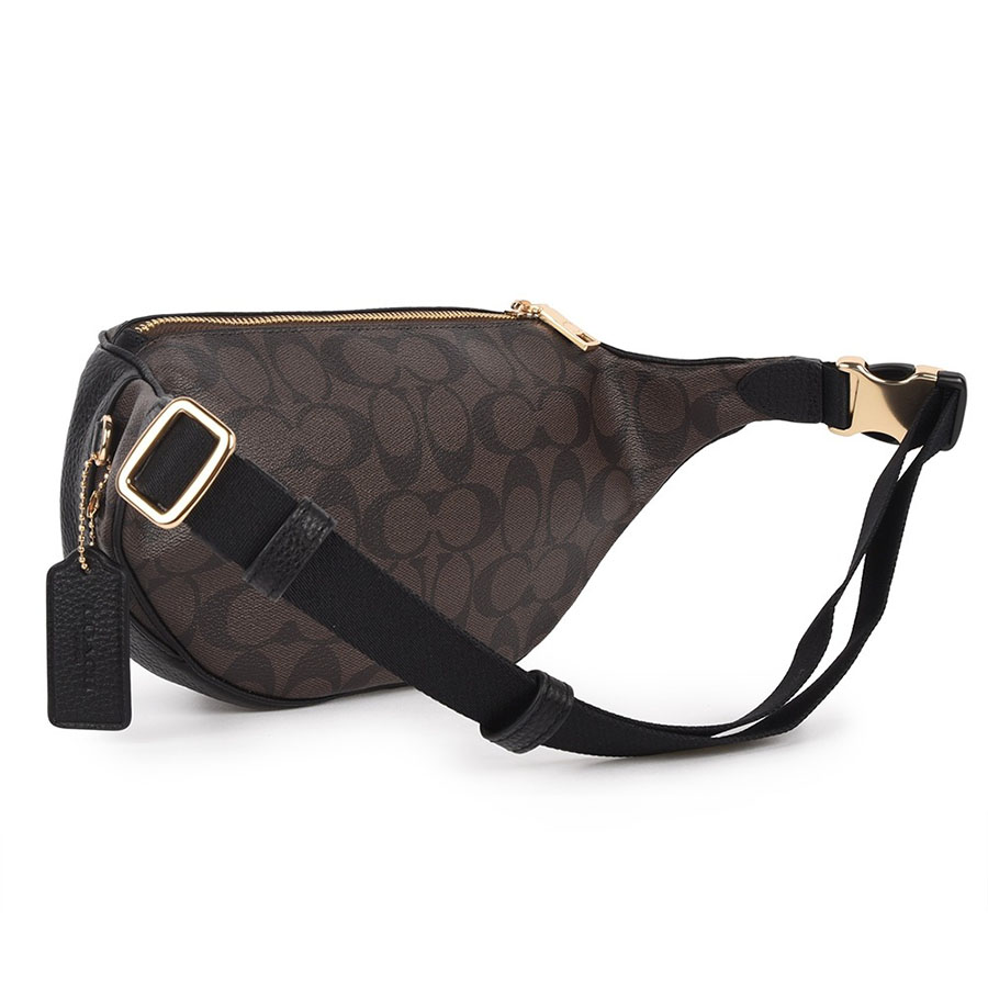 Túi Đeo Chéo Nam Coach Court Belt Bag In Signature Canvas 6548 Màu Nâu Đen